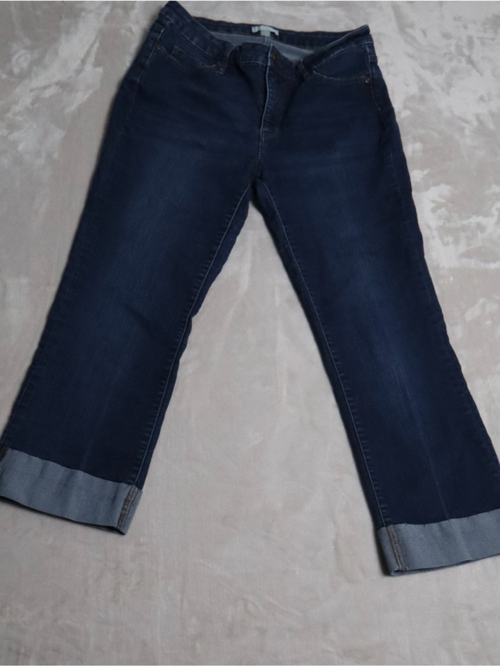 New York & Company Dark Blue Wide-Leg Cropped Jeans